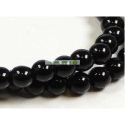 Ásványgyöngy gömb, 8 mm, Obszidián