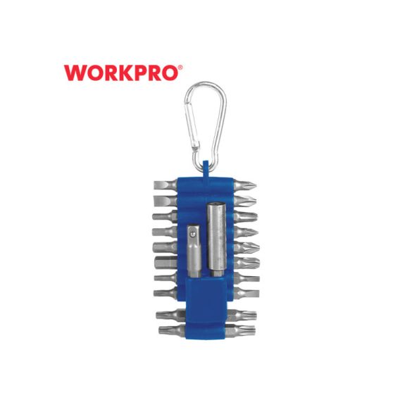 Bitkészlet karabinerrel 25 mm 20 db, Workpro