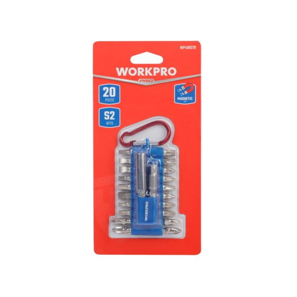 Bitkészlet karabinerrel 25 mm 20 db, Workpro