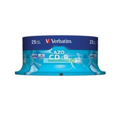   CD-R lemez, Crystal bevonat, AZO, 700MB, 52x, 25 db, hengeren VERBATIM "DataLife Plus"