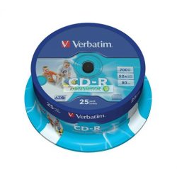   CD-R lemez, nyomtatható, matt, ID, AZO, 700MB, 52x, 25 db, hengeren, VERBATIM
