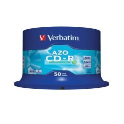  CD-R lemez, Crystal bevonat, AZO, 700MB, 52x, 50 db, hengeren VERBATIM "DataLife Plus"