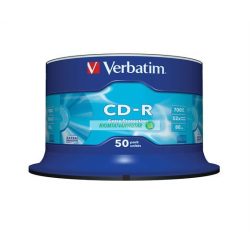   CD-R lemez, 700MB, 52x, 50 db, hengeren, VERBATIM "DataLife"