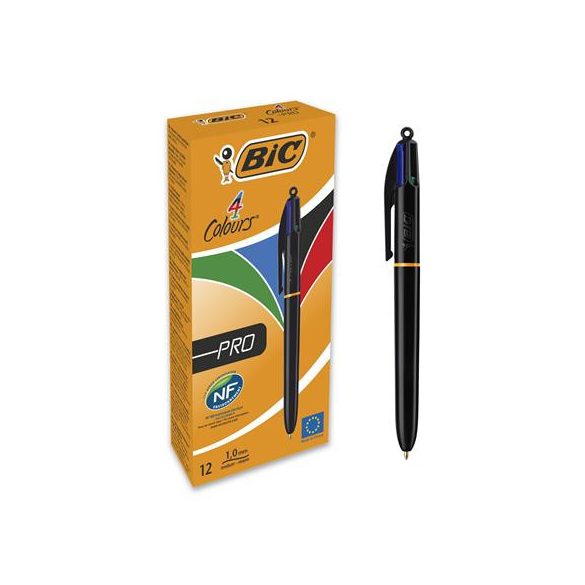 Golyóstoll, 0,32 mm, nyomógombos, négyszínű, BIC "4 Colours Pro"