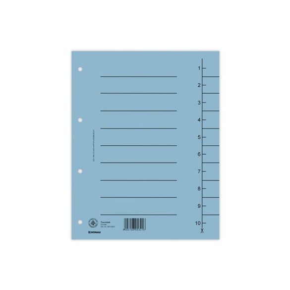 Regiszter, karton, A/4, DONAU, kék