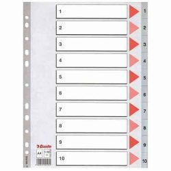 Regiszter, műanyag, A/4, 1-10, ESSELTE, szürke