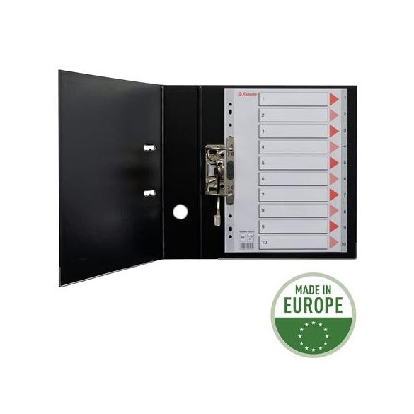 Regiszter, műanyag, A/4, 1-10, ESSELTE, szürke