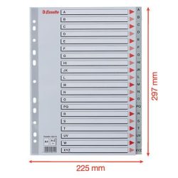 Regiszter, műanyag, A/4, A-Z, ESSELTE, szürke