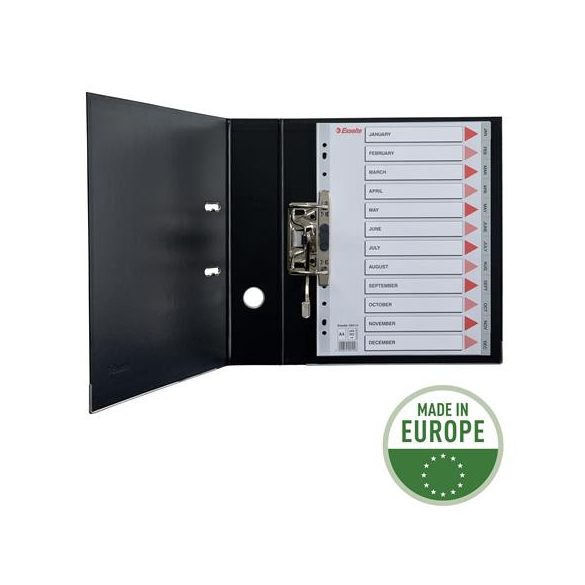 Regiszter, műanyag, A/4, Jan-Dec, ESSELTE, szürke