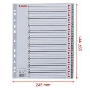 Regiszter, műanyag, A/4 Maxi, 1-31, ESSELTE, szürke