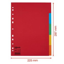   Regiszter, karton, A/4, 5 részes, ESSELTE "Economy", színes 