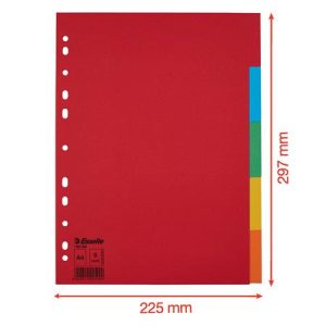 Regiszter, karton, A/4, 5 részes, ESSELTE "Economy", színes 