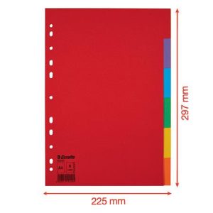 Regiszter, karton, A/4, 6 részes, ESSELTE "Economy", színes