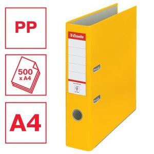 Iratrendező, 75 mm, A4, PP/karton, élvédő sínnel, ESSELTE "Economy", sárga