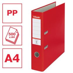   Iratrendező, 75 mm, A4, PP/karton, élvédő sínnel, ESSELTE "Economy", piros