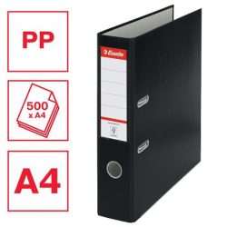   Iratrendező, 75 mm, A4, PP/karton, élvédő sínnel, ESSELTE "Economy", fekete