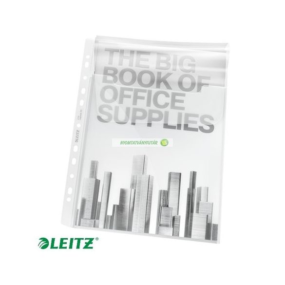 Genotherm, lefűzhető, A4, 180 mikron, víztiszta felület, 20 mm, behajtható fül, LEITZ "Jumbo"