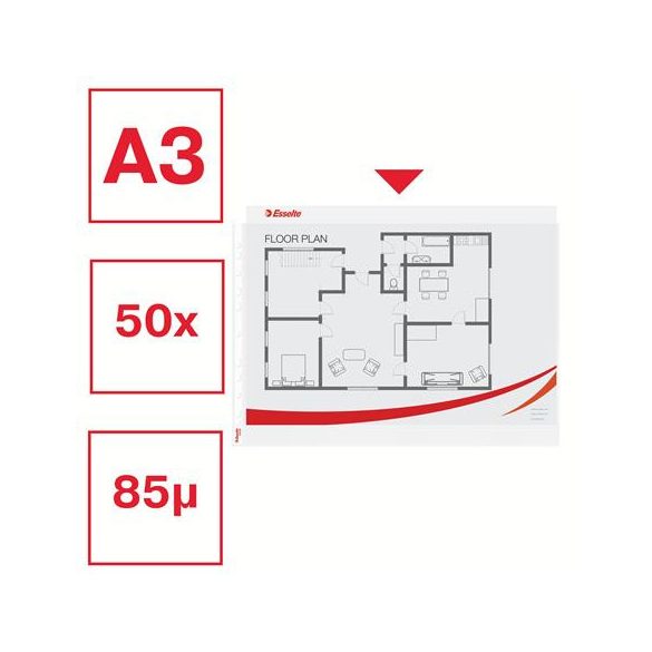 Genotherm, lefűzhető, A3, 75 mikron, narancsos felület, fekvő, ESSELTE