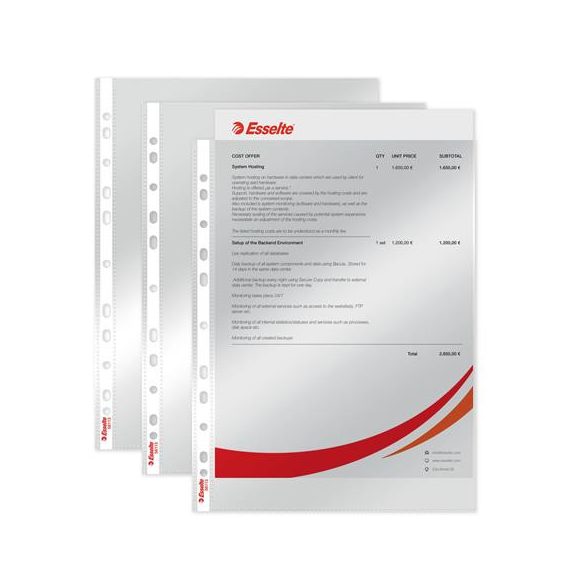 Genotherm, lefűzhető, A4, 75 mikron, víztiszta felület, ESSELTE "Luxus"