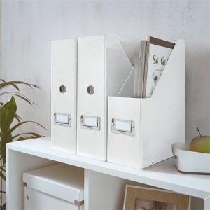Iratpapucs, PP/karton, 95 mm, lakkfényű, LEITZ "Click&Store", fehér