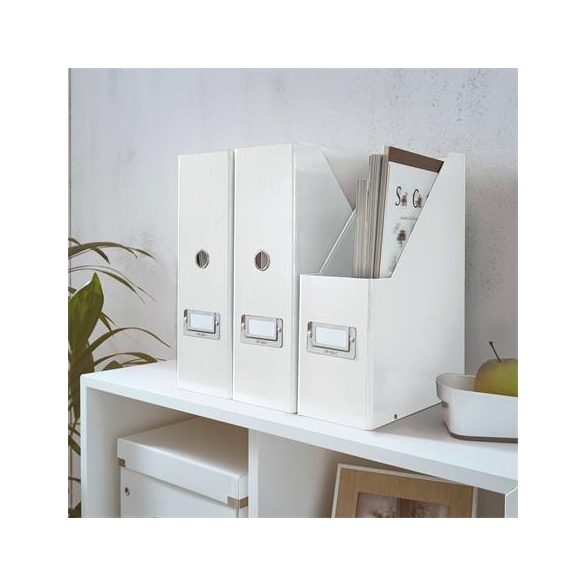 Iratpapucs, PP/karton, 95 mm, lakkfényű, LEITZ "Click&Store", fehér