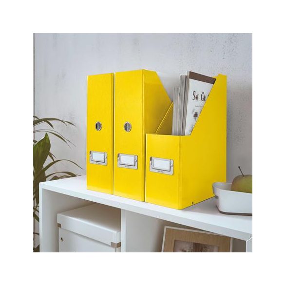 Iratpapucs, PP/karton, 95 mm, lakkfényű, LEITZ "Click&Store", sárga