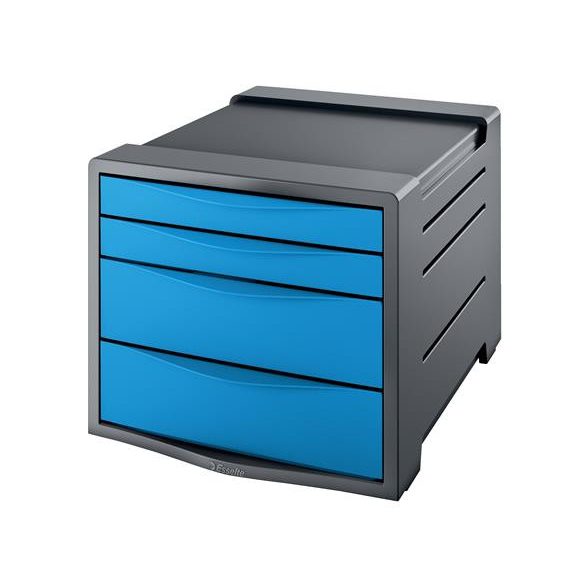 Irattároló, műanyag, 4 fiókos, ESSELTE "Europost", vivida kék