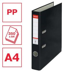   Iratrendező, 50 mm, A4, PP/karton, élvédő sínnel, ESSELTE "Economy", fekete