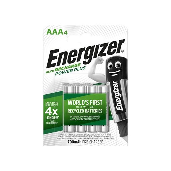 Tölthető elem, AAA mikro, 4x700 mAh, ENERGIZER "Power Plus"