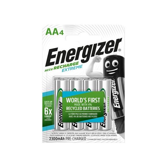 Tölthető elem, AA ceruza, 4x2300 mAh, előtöltött, ENERGIZER "Extreme"