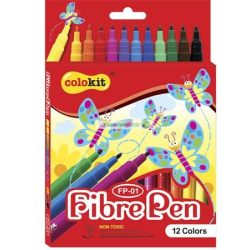   Filctoll készlet, COLOKIT "FibrePen", 12 különböző szín