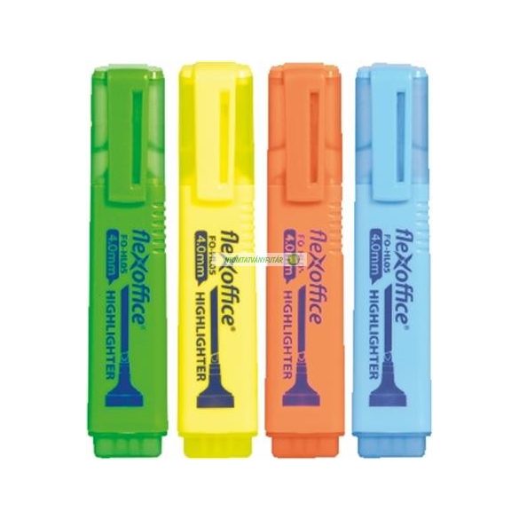 Szövegkiemelő készlet, 1-4 mm, FLEXOFFICE "HL05", 4 különböző szín