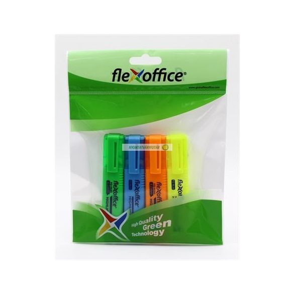 Szövegkiemelő készlet, 1-4 mm, FLEXOFFICE "HL05", 4 különböző szín