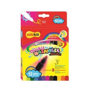 Filctoll készlet, kimosható, COLOKIT "Washable Markers" 12 különböző szín