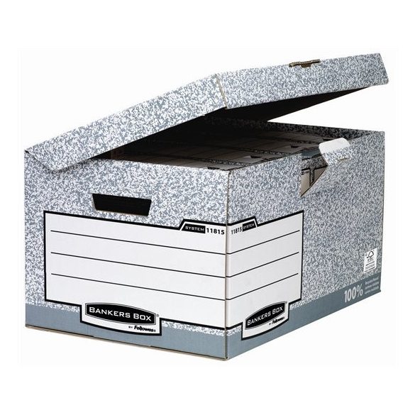 Csapófedeles archiválókonténer, "BANKERS BOX® SYSTEM by FELLOWES®", szürke