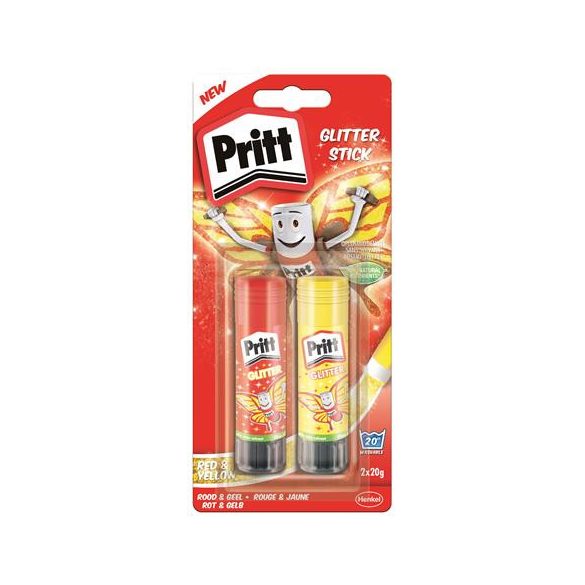 Ragasztóstift, 2x20 g, glitteres, HENKEL "Pritt"