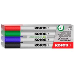   Tábla- és flipchart marker készlet, 1-3 mm kúpos, KORES "K-Marker  W1", 4 különböző szín