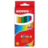 Zsírkréta, háromszögletű, KORES, 12 szín