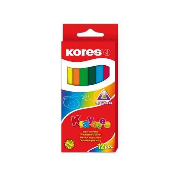 Zsírkréta, háromszögletű, KORES, 12 szín