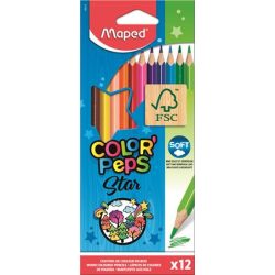   Színes ceruza készlet, háromszögletű, MAPED "Color'Peps", 12 szín