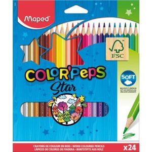 Színes ceruza készlet, háromszögletű, MAPED "Color'Peps", 24 szín