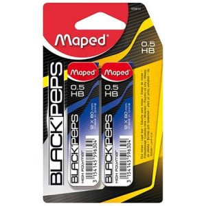 Grafitbél, 0,5 mm, HB, 2x12 szálas, MAPED "Black Peps"
