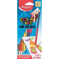   Színes ceruza készlet, kétvégű, háromszögletű, MAPED "Color'Peps Duo", 12=24 szín