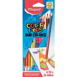 Színes ceruza készlet, kétvégű, háromszögletű, MAPED "Color'Peps Duo", 12=24 szín