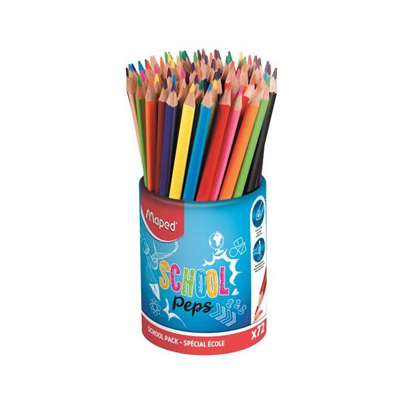 Színes ceruza készlet, háromszögletű, ceruzatartó, MAPED "Color'Peps", 6x12 szín