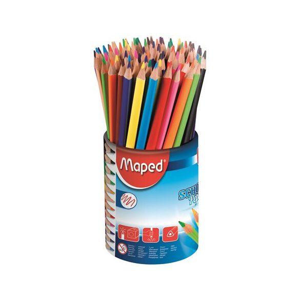 Színes ceruza készlet, háromszögletű, ceruzatartó, MAPED "Color'Peps", 6x12 szín