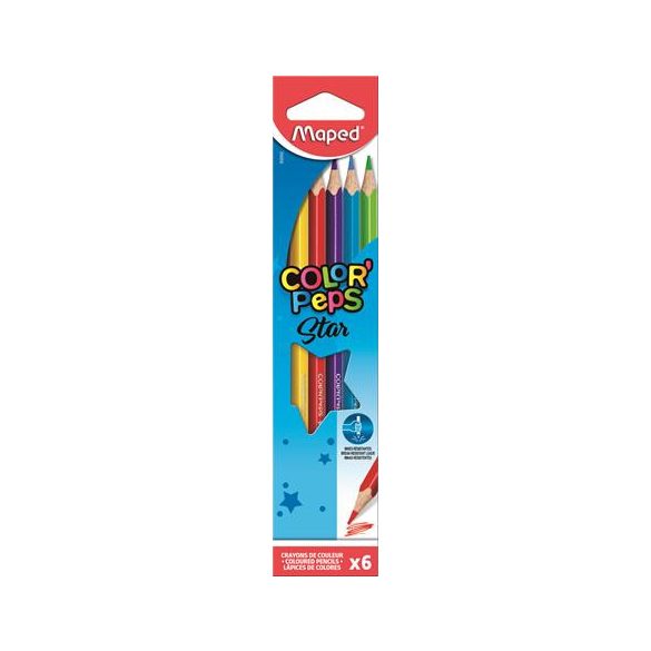 Színes ceruza készlet, háromszögletű, MAPED "Color'Peps", 6 szín