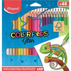 Színes ceruza készlet, háromszögletű, MAPED "Color'Peps", 48 szín