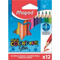   Színes ceruza készlet, háromszögletű, MAPED "Color'Peps Mini", 12 szín