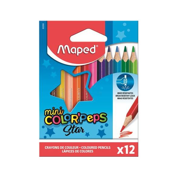 Színes ceruza készlet, háromszögletű, MAPED "Color'Peps Mini", 12 szín